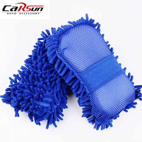 1 PC Carsun Car Coralline Sponge Microfiber Washer Clean Wash Towel Chenille Cleaning Duster-Blue