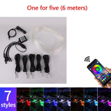 Car Atmosphere Lights EL Neon Wire Strip Light RGB Multiple Modes App Sound Control Auto Interior Decorative Ambient Neon Lamp