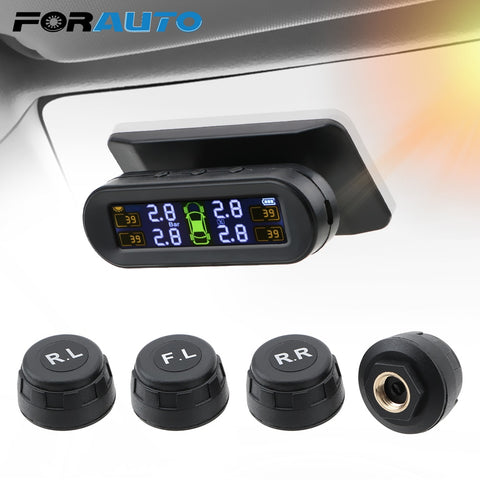 Car Tyre Pressure Monitor Temperature Warning Fuel Save Solar TPMS Tire Pressure Monitoring System With 4 External Sensors
