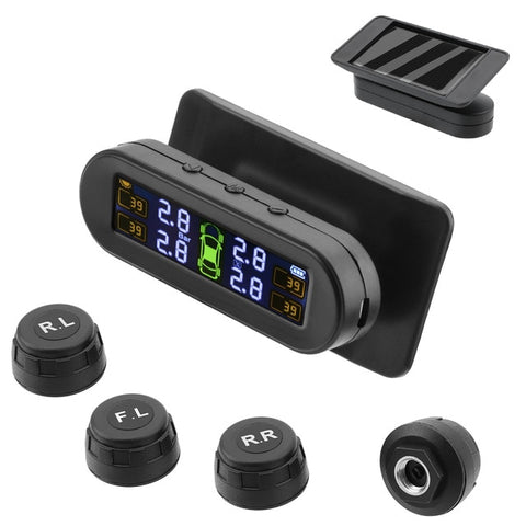 Car Tyre Pressure Monitor Temperature Warning Fuel Save Solar TPMS Tire Pressure Monitoring System With 4 External Sensors