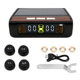 Car Tyre Pressure Monitor Temperature Warning Fuel Save Solar TPMS Tire Pressure Monitoring System With 4 External Sensors