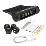 Car Tyre Pressure Monitor Temperature Warning Fuel Save Solar TPMS Tire Pressure Monitoring System With 4 External Sensors
